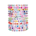 Juego de pulseras de cuentas de macaron con doce dijes de letras inspiradoras únicos - Juego de Alfabeto de Arcoíris (ZJ12544)