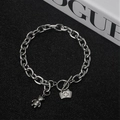 Minimalist bear and nurse hat pendants bracelet on stainless steel chain with OT clasp - Chain Length 18cm