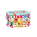 Set de pulseras bohemias de arcilla polimérica con cuentas de colores y dijes de carita feliz - Estilo Multicapa Smiley Mal de Ojo (ZJ11814)