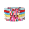 Set de 6 pulseras bohemias de cuentas Heishi de colores con detalles metálicos dorados - Juego de 6 Piezas Estilo Heishi Multicolor (ZJ11815)