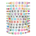 Set de pulseras bohemias de cuentas de colores con letras sobre fondo blanco puro - Juego de Palabras Inspiradoras (ZJ13286) / 12 Unidades