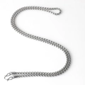 Polished silver stainless steel pearl link chain with sturdy double metal hook clasps - Width 3mm Length 70cm / Silver