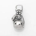 Pendaglio guantone da boxe in acciaio inossidabile argento vintage con lacci - Pugno Destro / Solo Ciondolo (Senza Catena)
