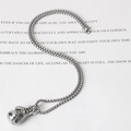Collana con ciondolo guantone da boxe in acciaio inossidabile argento con catena di perle - Pugno Destro / 50cm