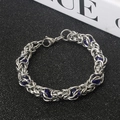 Bracciale bizantino in acciaio inossidabile con perle blu fatto a mano da uomo - Larghezza 10mm Lunghezza 23cm / Perline Blu Klein