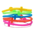 Set of 5 colorful silicone beaded bracelets with cross pendants for kids and adults - Large-19.5cm / Bright Color Style (ZJ11665)