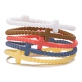 Detailed view of colorful silicone beaded cross bracelets set in five vibrant colors - Large-19.5cm / Macaron Warm Color Style (ZJ11662)