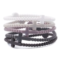 Morandi silicone beaded cross bracelets set for adults and children in various colors - Large-19.5cm / Morandi Tone Style (ZJ11667)