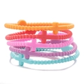 Close-up of five colorful silicone cross bracelets with beaded texture in a set - Large-19.5cm / Candy Color Style (ZJ11666)