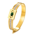 18K gold plated stainless steel evil eye bracelet with green stone and zircon inlay - Gold Style (ZJ12123) / Gold