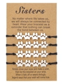 Détail de 4 bracelets pour sœurs avec breloques de pattes sur carte cadeau - Style Empreinte de Patte 4 Pièces Sisters (ZJ13727)