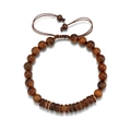 Collana hip hop retrò con perline di legno marrone scuro e cordino intrecciato regolabile - Stile Cordino Regolabile in Legno Marrone Scuro (ZJ12523)
