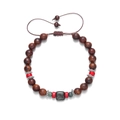Collana regolabile in perline di legno con pietra turchese e stile etnico hip-hop - Stile Intarsiato in Legno Marrone Scuro e Pietra (ZJ12524)