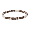 Bohemian surfer armband met donkerbruine houten ringen en crèmewitte kokosnoot kralen - Donkerbruin & Beige Stijl (ZJ11931)