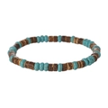 Bohemian herenarmband met turquoise stenen en bruine kokosnootschaal houten kralen - Cyaan Toon Met Bruine Stijl (ZJ11942)