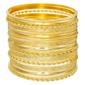 Set van 15 gouden dunne armbanden met getextureerde en geweven vintage ontwerpen - Gouden etnische stijl geometrische gelaagde armbanden (ZJ12661)