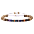 Bracciale intrecciato regolabile in guscio di cocco e perline colorate per donna e uomo - Stile Cilindro Multicolore e Cordino Regolabile (ZJ13085)