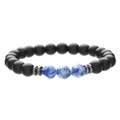 Bracciale da uomo minimalista con perline nere opache e pietre sfaccettate blu - Stile Nero Opaco e Perlina Sfaccettata Blu (ZJ13478)