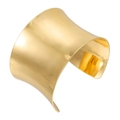 Minimalist wide cuff bangle in polished gold finish with geometric open design - Gold Wide Cuff Style (ZJ12728)