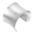 Close-up of a wide polished silver cuff bracelet with a minimalist curved open design - Silver Wide Cuff Style (ZJ12729)