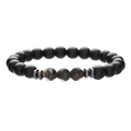 Bracciale da uomo in perline nere opache con pietre occhio di tigre sfaccettate - Stile Nero Opaco e Perlina Tagliata Occhio di Tigre (ZJ13474)