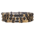 Pulsera étnica multicapa de cuentas de madera con piedra volcánica de estilo vintage - Estilo Vintage Cilíndrico Marrón Oscuro (ZJ12672)