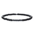 Bracciale da uomo in pietra lavica nera con distanziali in metallo argento antico - Stile Pietra Lavica Nera e Distanziatore Seghettato (ZJ13484)
