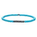 Bracciale da uomo con pietre naturali blu da 4mm, distanziali in ematite e perla d'argento - Stile Perlina Blu e Geometrico Gunmetal (ZJ13483)