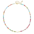 Bohemian multi-colored beaded necklace with baroque pearl and gold stainless steel clasp - Colorful Faceted Bead Baroque Pearl Style (ZJ12855)