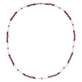Detail shot of bohemian beaded necklace with red white and black beads and silver clasp - Red White Black Ethnic Style (ZJ12893)