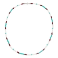 Bohemian colorful beaded necklace with stainless steel clasp shown on white background - Blue White Red Black Mix Style (ZJ12894)