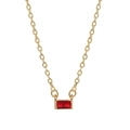 Collana placcata in oro con ciondolo rettangolare in zircone rosso su sfondo bianco - Rosso(ZJ12945)