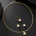 Gold plated jewelry set featuring a pearl pendant necklace, ring and stud earrings - Gold Artificial Pearl 3-Piece Jewelry Set (ZJ15074) / Gold