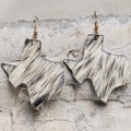 Western style Texas map earrings made of natural cowhide fur with gold hooks - Black White Cow Print