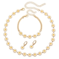 Elegant 3-piece daisy jewelry set with gold necklace, bracelet and earrings for women - Gold Daisy Jewelry Set (ZJ15801) / Gold
