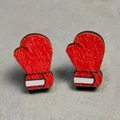 Creative red wooden boxing glove earrings with detailed wood grain and hand-painted finish - Boxing Glove Style (3)