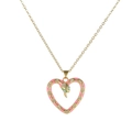 Rosa Emaille Herz Halskette mit grünem Schlangenkopf und vergoldeter Kette - Rosa Emaille Herz Schlange Goldene Kette (ZJ6254)