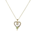 Goldhalskette mit Herzanhänger, grüner Emaille-Schlange und funkelnden Kristallen - Blau Grün Emaille Diamant Herz Schlange Kette (ZJ6256)