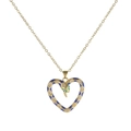 Goldene Herz-Halskette mit blauer Emaille-Schlange, grünen Augen und Zirkonia-Details - Blau Gold Herz Schlange Diamant Kette (ZJ6239)