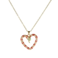 Goldkette mit einem Herzanhänger aus roter Emaille und einer kristallbesetzten Schlange - Rot Emaille Herz Schlange Diamant Kette (ZJ6255)