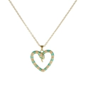 Goldkette mit grünem Emaille-Herzanhänger und funkelndem Schlangenmotiv für Damen - Grün Emaille Herz Schlange Diamant Kette (ZJ6240)