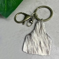 Porte-clés de style cowboy en cuir avec fourrure de vachette à motif léopard noir et blanc - Motif Moucheté Noir et Blanc (1)