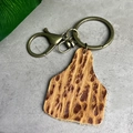 Western Retro-Schlüsselanhänger aus Leder mit Leopardenmuster und Bronze-Ring - Leopardenmuster