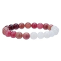 Naturkristall Perlenarmband mit roten und weißen Quarzsteinen für Damen und Herren - Rot und Weiß Mischstil (ZJ12910)