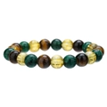 Tigerauge- und Malachit-Perlenarmband mit gelben Akzenten für Herren und Damen - Tigerauge Bernstein Stil (ZJ12912)