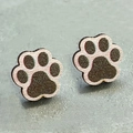 Minimalist wood cat paw stud earrings with pink and grey animal footprint pattern - Two-tone Paw Print Style (7)