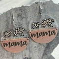 Acrylic leopard bear and wooden mama engraved dangle earrings on a natural stone surface - Bear Style (3)
