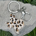 Texas map keychain with leopard print texture on natural rock background - Mixed Wild Texture Style (5)