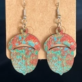 Macro shot of acorn-shaped drop earrings with colorful artistic painted wood texture - Acorn Style (5040431684424)