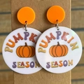 Acrylic pumpkin season earrings with orange studs for Halloween and autumn festive wear - Pumpkin And Pumpkin Season Style (3)